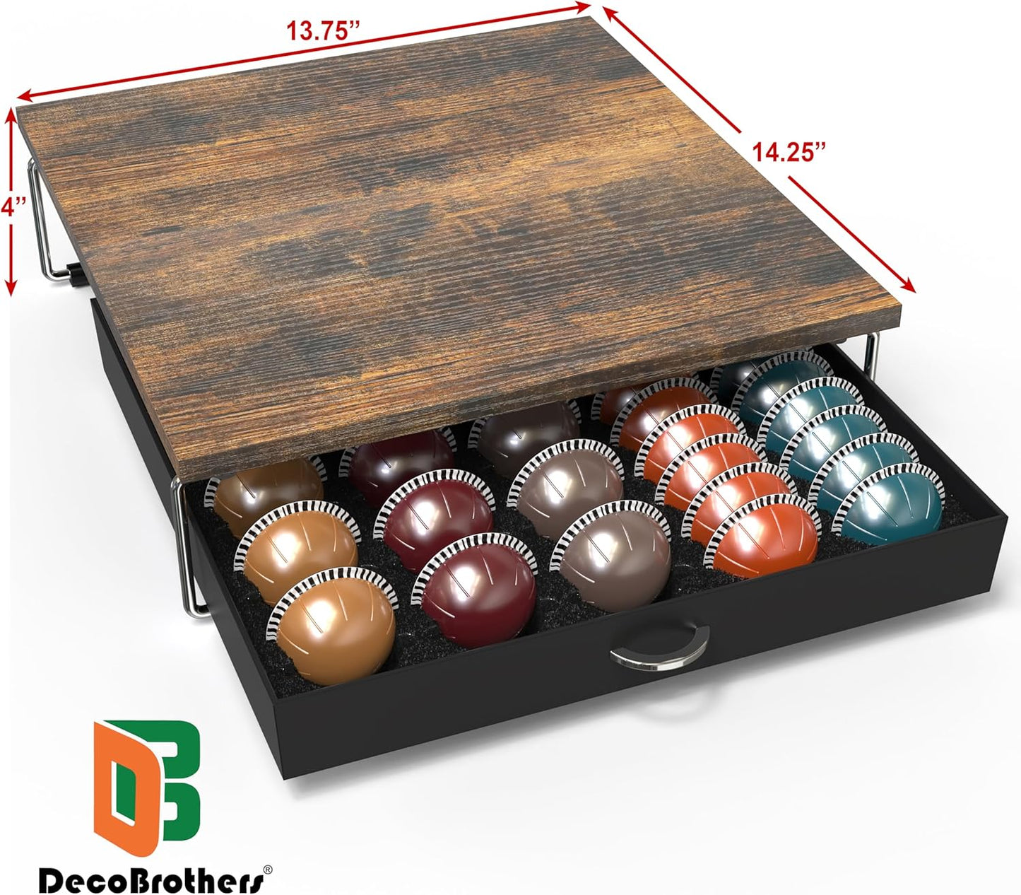 DecoBrothers Vertuo Pod Holder VertuoLine Drawer Storage for Nespresso Coffee Capsules, Crystal Tempered Glass, White
