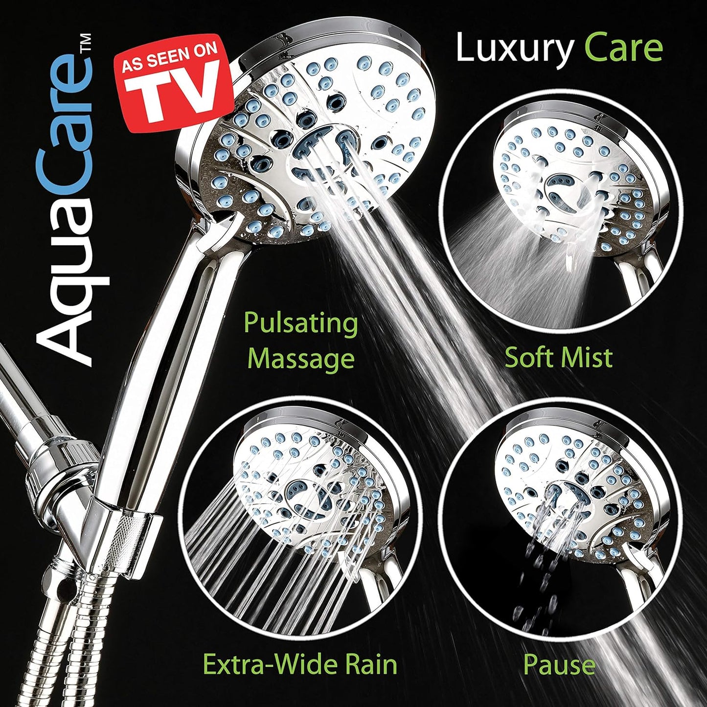 Purilite Select 8-Setting Handheld Shower Head – High Pressure, Self-Cleaning, Total Shower Hygiene System