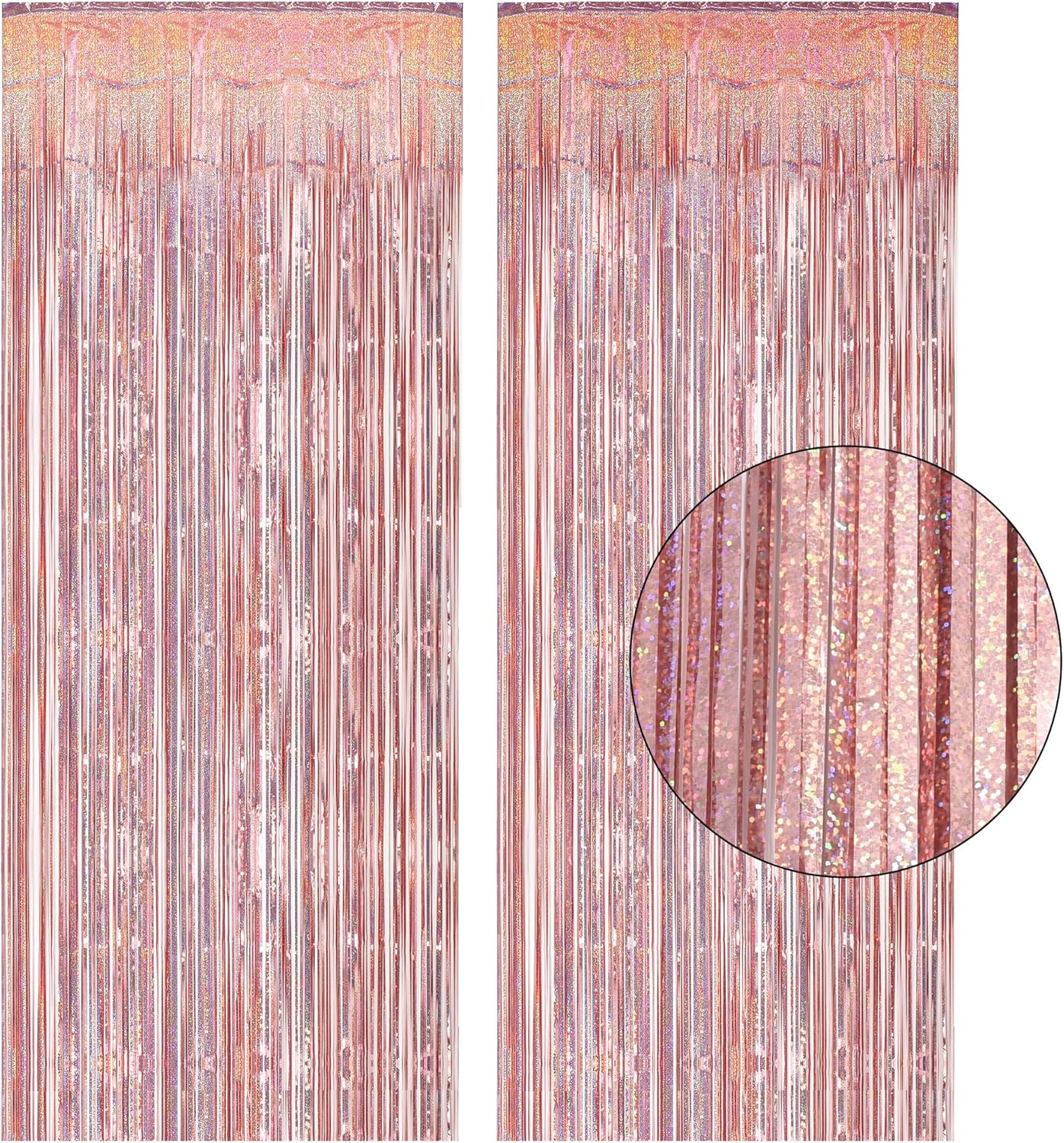 GREATRIL Iridescent Party Tinsel Fringe Backdrop Decorations - Holographic Foil Streamers Curtain for Mermaid/Under The Sea/Frozen/Ocean/Disco/Birthday Themed 3.2ft x 6.5ft - 2 PCS