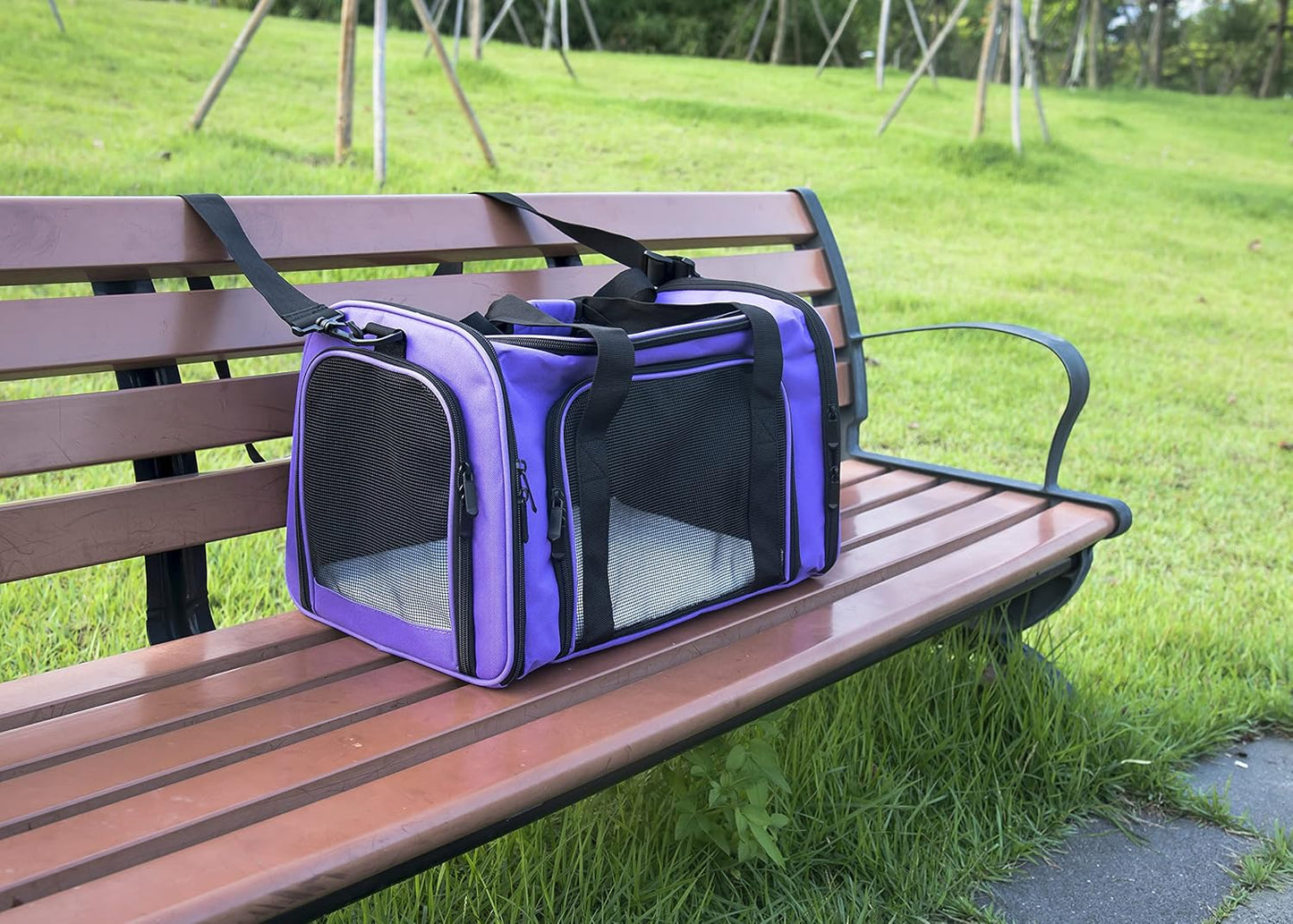NextFri Soft Sided Carrier for Cats Dogs,TSA Airline Approved Collapsible Travel Pet Carrier (Magenta, Medium)