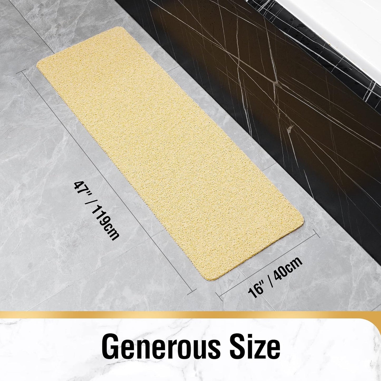 HITSLAM Shower Mat Non Slip, 24 x 16 Inch Bathtub Mat Non Slip with Drain, Soft PVC Loofah Bath Mat for Tub, Quick Drying Bathroom Shower Mat, Grey