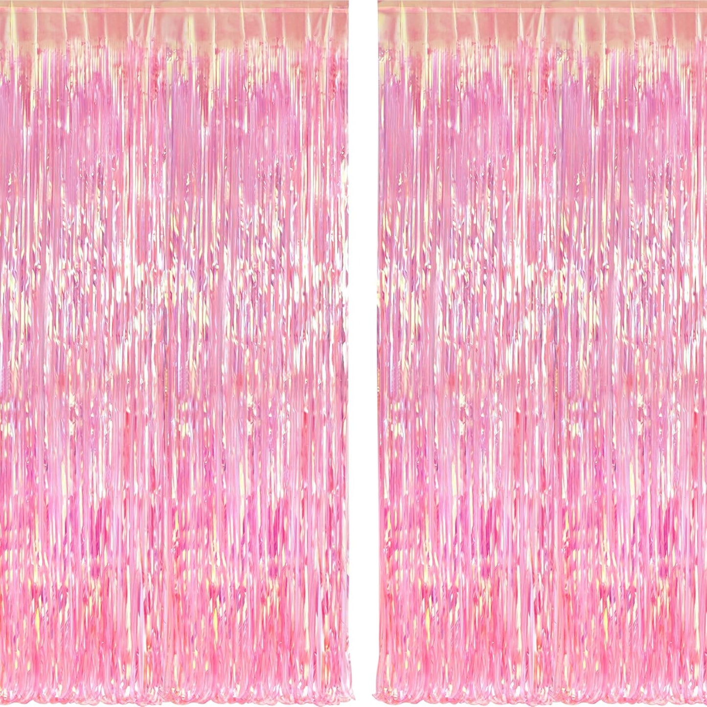BRAVESHINE Pink Glitter Tinsel Foil Fringe Curtain - 2 Pcs 3.2x8.2 ft Metallic Party Supplies Photo Backdrop for Girl Princess Birthday Unicorn Bachelorette Butterfly Bridal Shower Party Decorations
