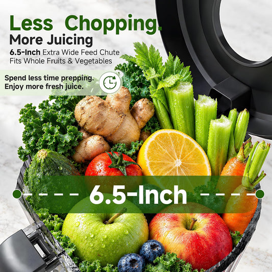 3-in-1 Cold Press Juicer | 600W Motor, Wide Feed Chute and Juice, Nut Milk & Sorbet Maker