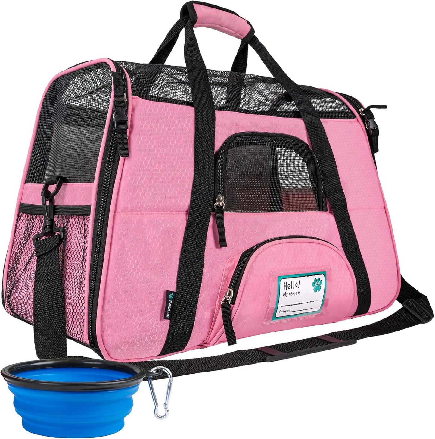 Premium Airline Approved Soft-Sided Pet Travel Carrier by PetAmi | Ventilated, Comfortable Design with Safety Features | Perfect For Plane or Car | Ideal for Small to Medium Sized Cats, Dogs, and Pets