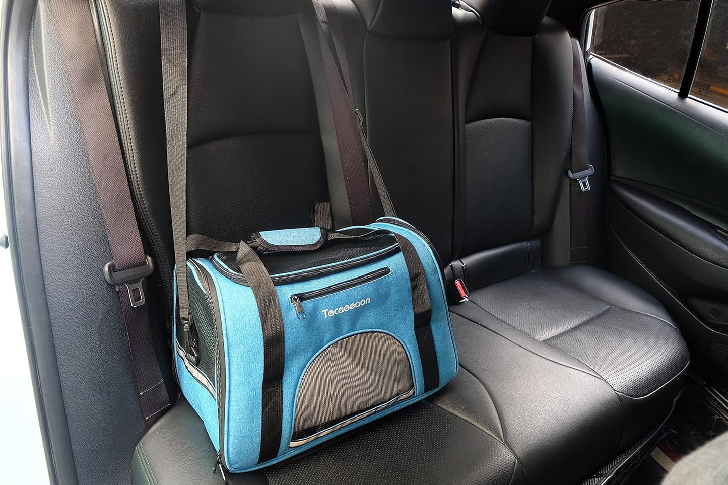 Tecageaon soft Pet Carrier Cat Carrier Dog Carrier for Small Dogs Cats Kitten Dogs Puppies,Escape-Proof,Airline Approved for Travel ,Breathable,5 Mesh Windows (Medium, Grey)