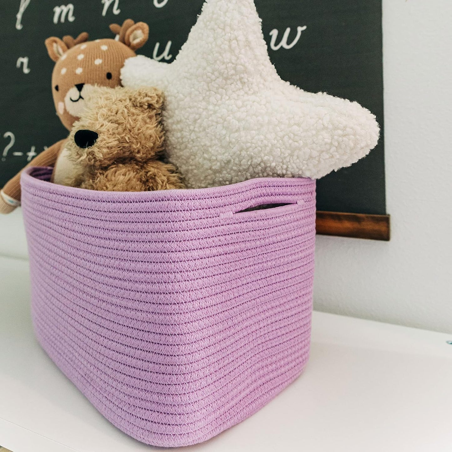 OrganiHaus Soft Woven Baskets for Storage Organization Set of 3, Cotton Rope Nursery Storage Baskets for Shelves, Square Book Bins, Bathroom Towel Hamper, Dog Toy Bins, Panier Rangement - Light Honey