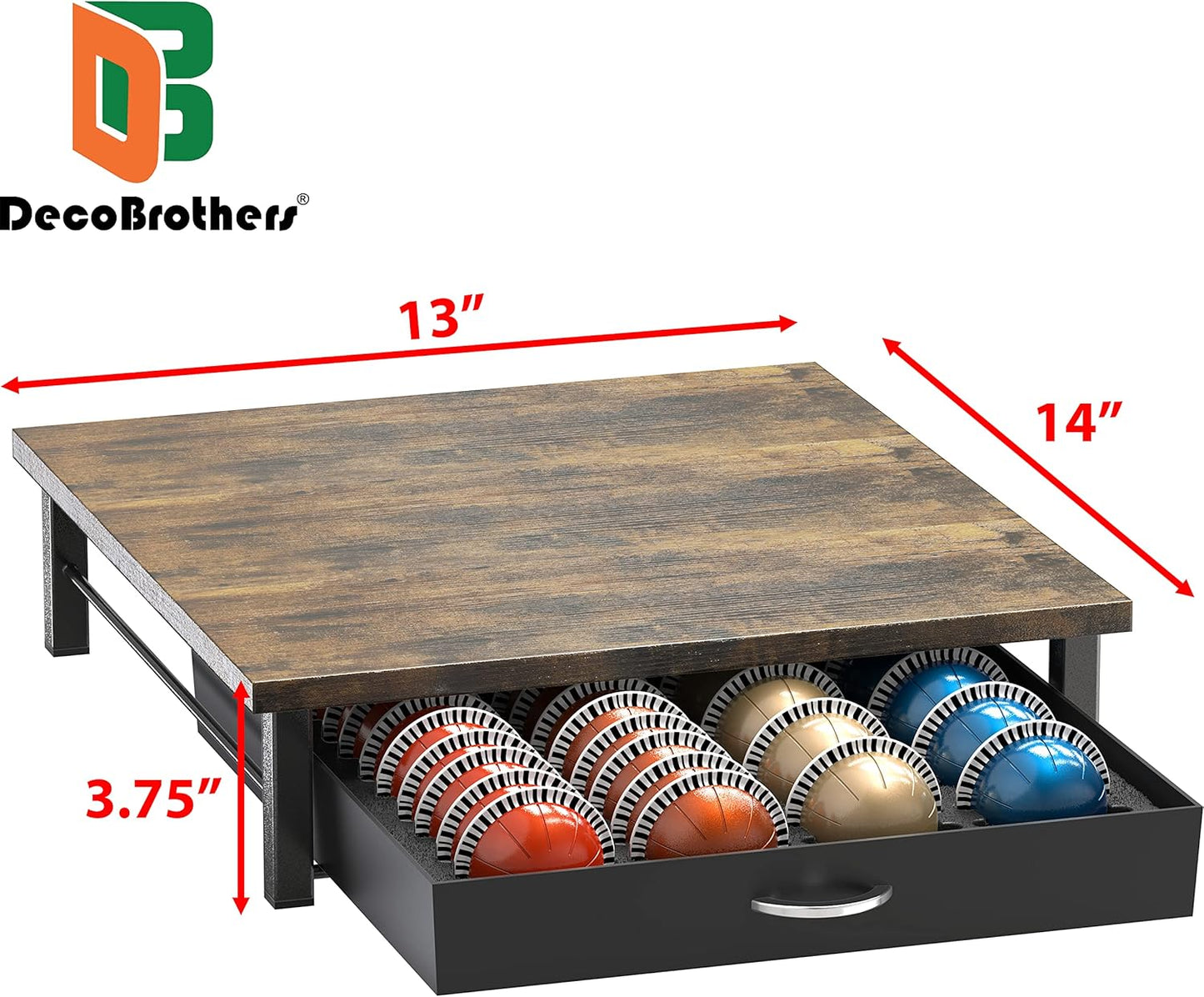 DecoBrothers Vertuo Pod Holder VertuoLine Drawer Storage for Nespresso Coffee Capsules, Crystal Tempered Glass, White