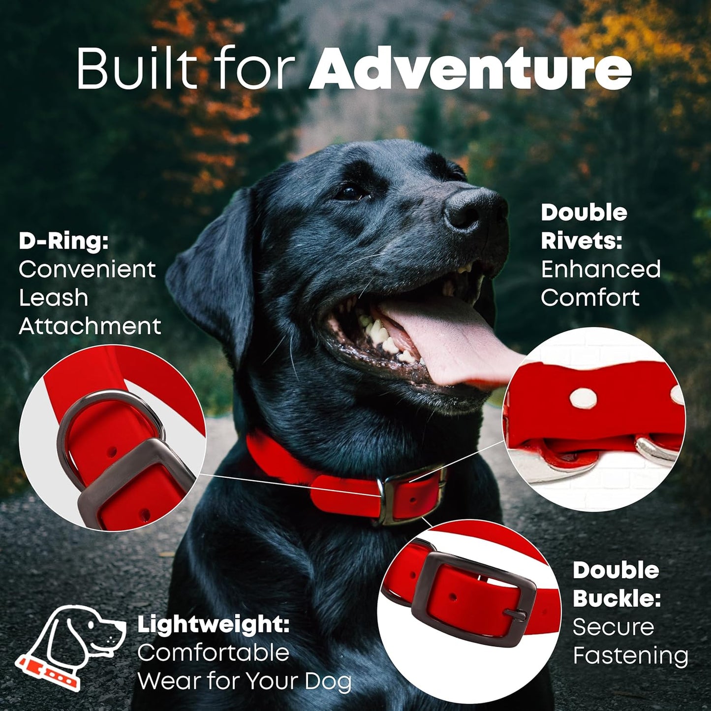 Regal Dog Products Medium Yellow Waterproof Dog Collar with Heavy Duty Double Buckle & D Ring | Vinyl Coated, Custom Fit, Adjustable Biothane Dog Collar | Chew Resistant Waterproof Collar for Dogs