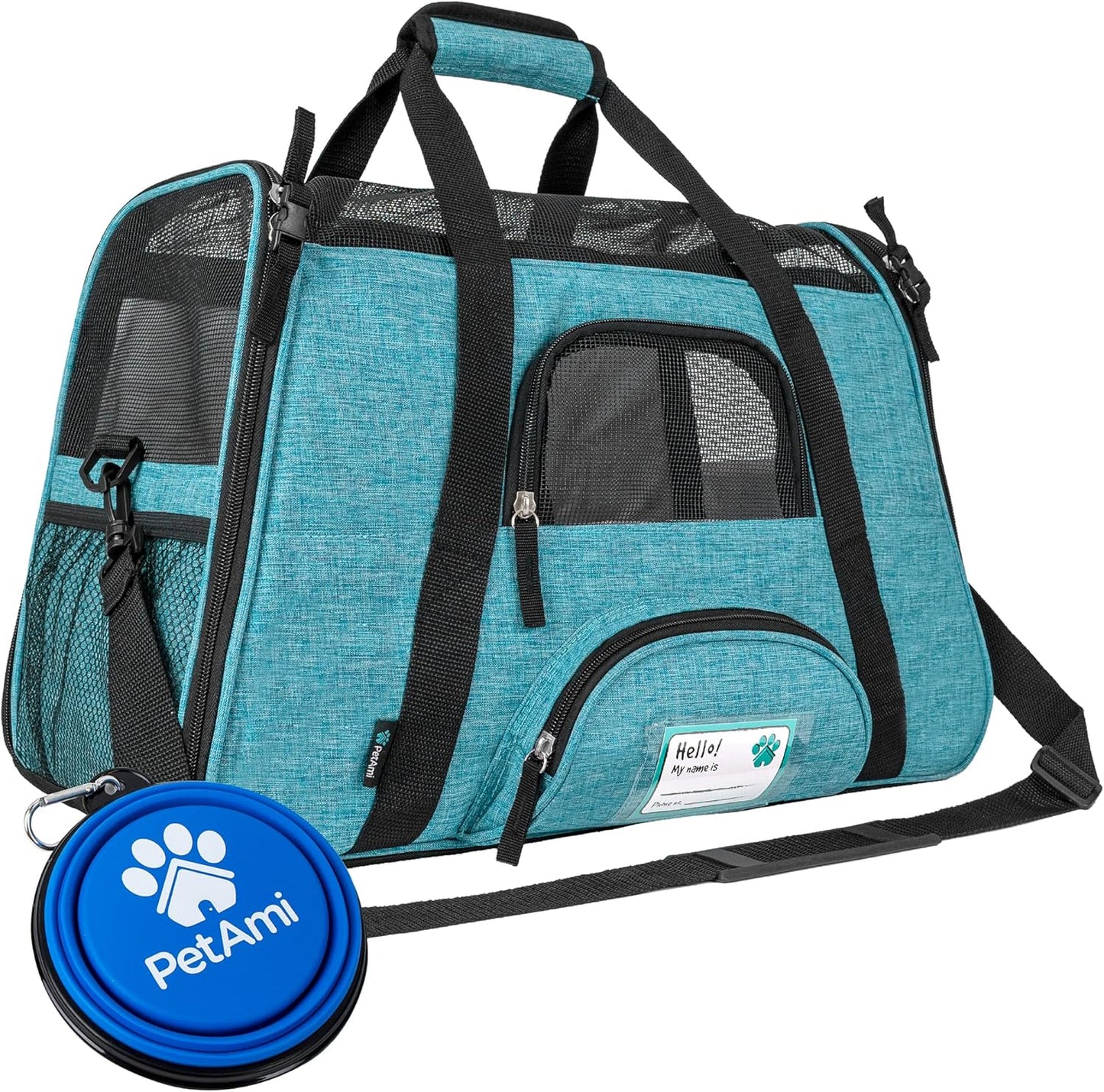 Premium Airline Approved Soft-Sided Pet Travel Carrier by PetAmi | Ventilated, Comfortable Design with Safety Features | Perfect For Plane or Car | Ideal for Small to Medium Sized Cats, Dogs, and Pets