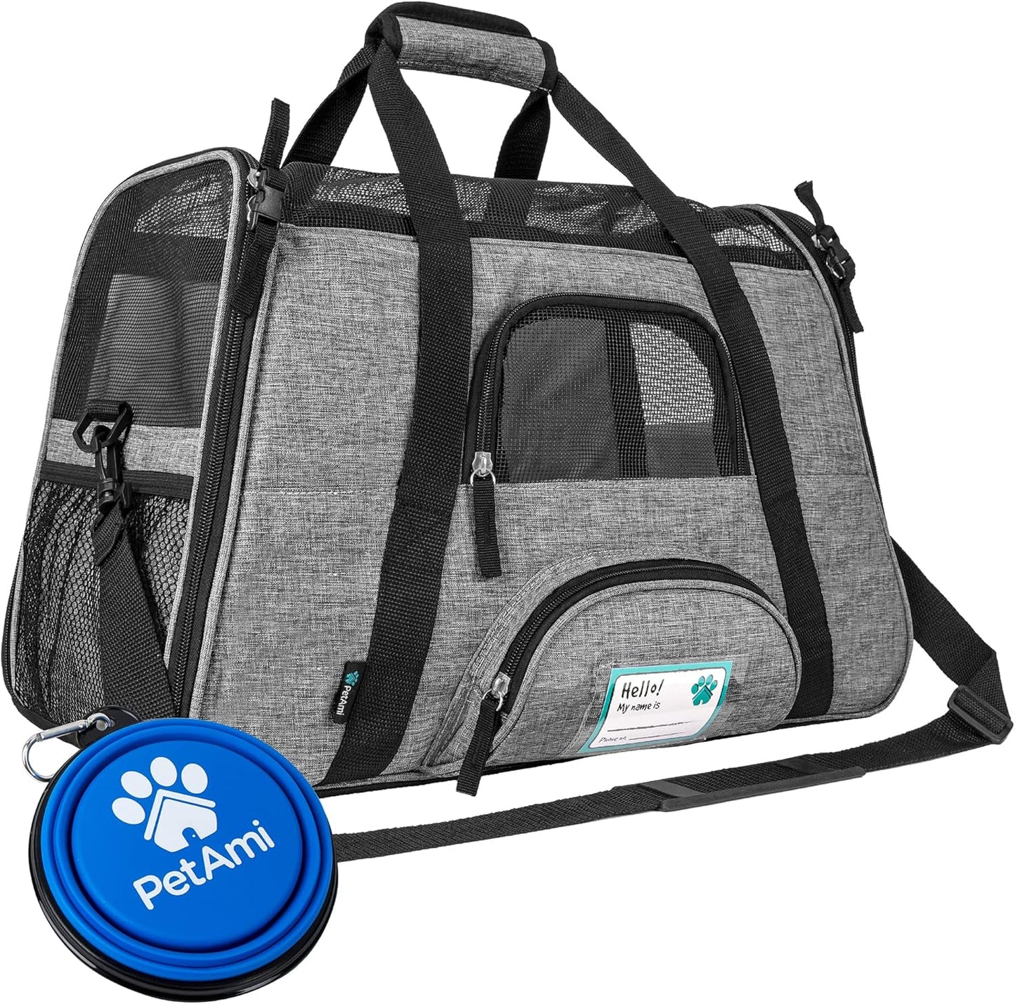 Premium Airline Approved Soft-Sided Pet Travel Carrier by PetAmi | Ventilated, Comfortable Design with Safety Features | Perfect For Plane or Car | Ideal for Small to Medium Sized Cats, Dogs, and Pets