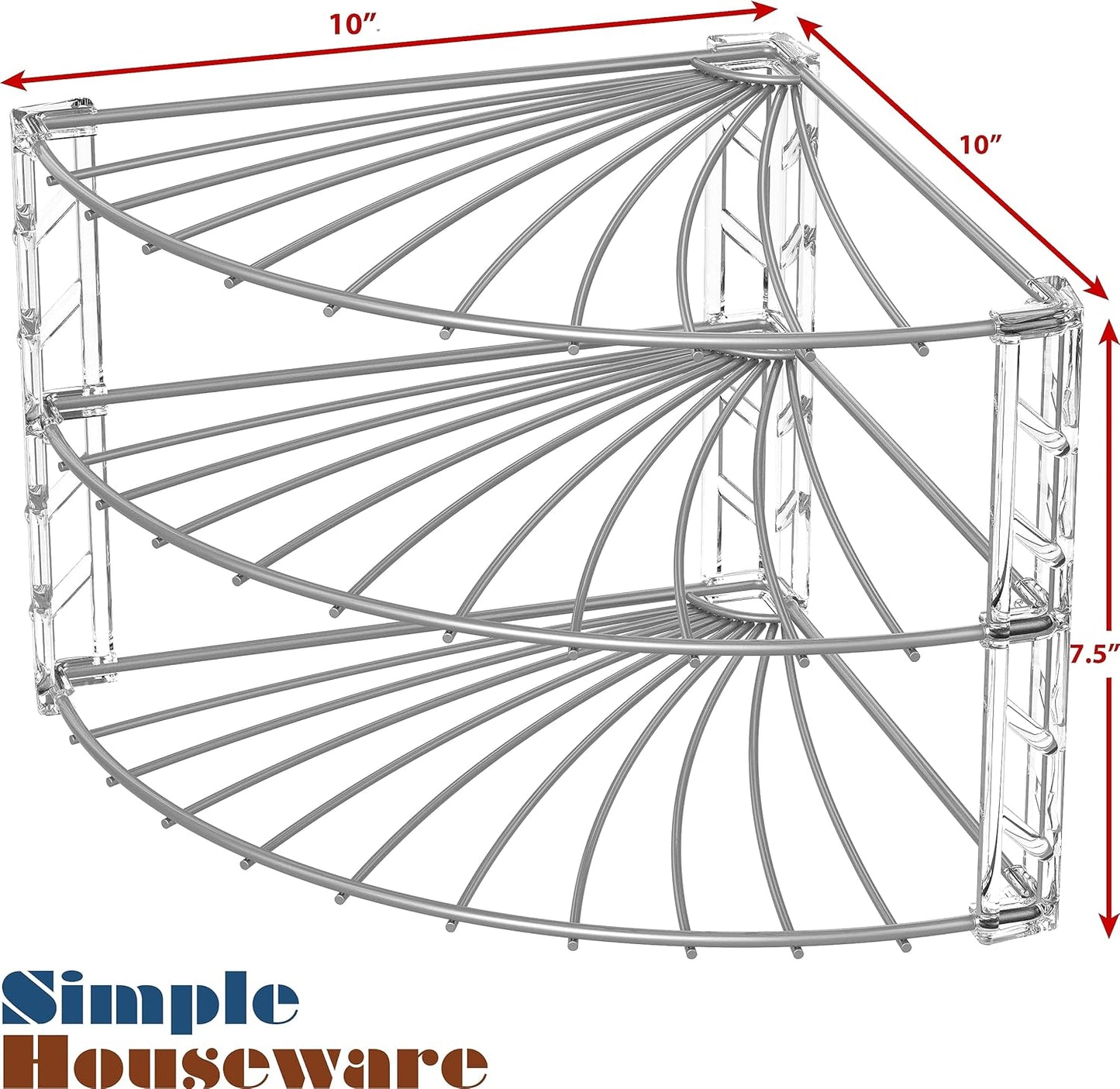 SimpleHouseware 3-Tier Corner Shelf Plate Rack for Counter and Cabinet Organizer, Bronze