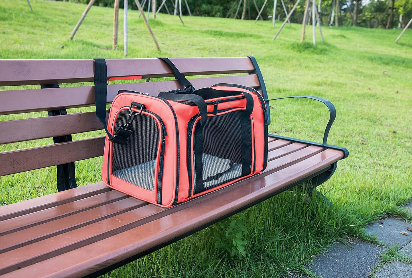 NextFri Soft Sided Carrier for Cats Dogs,TSA Airline Approved Collapsible Travel Pet Carrier (Magenta, Medium)