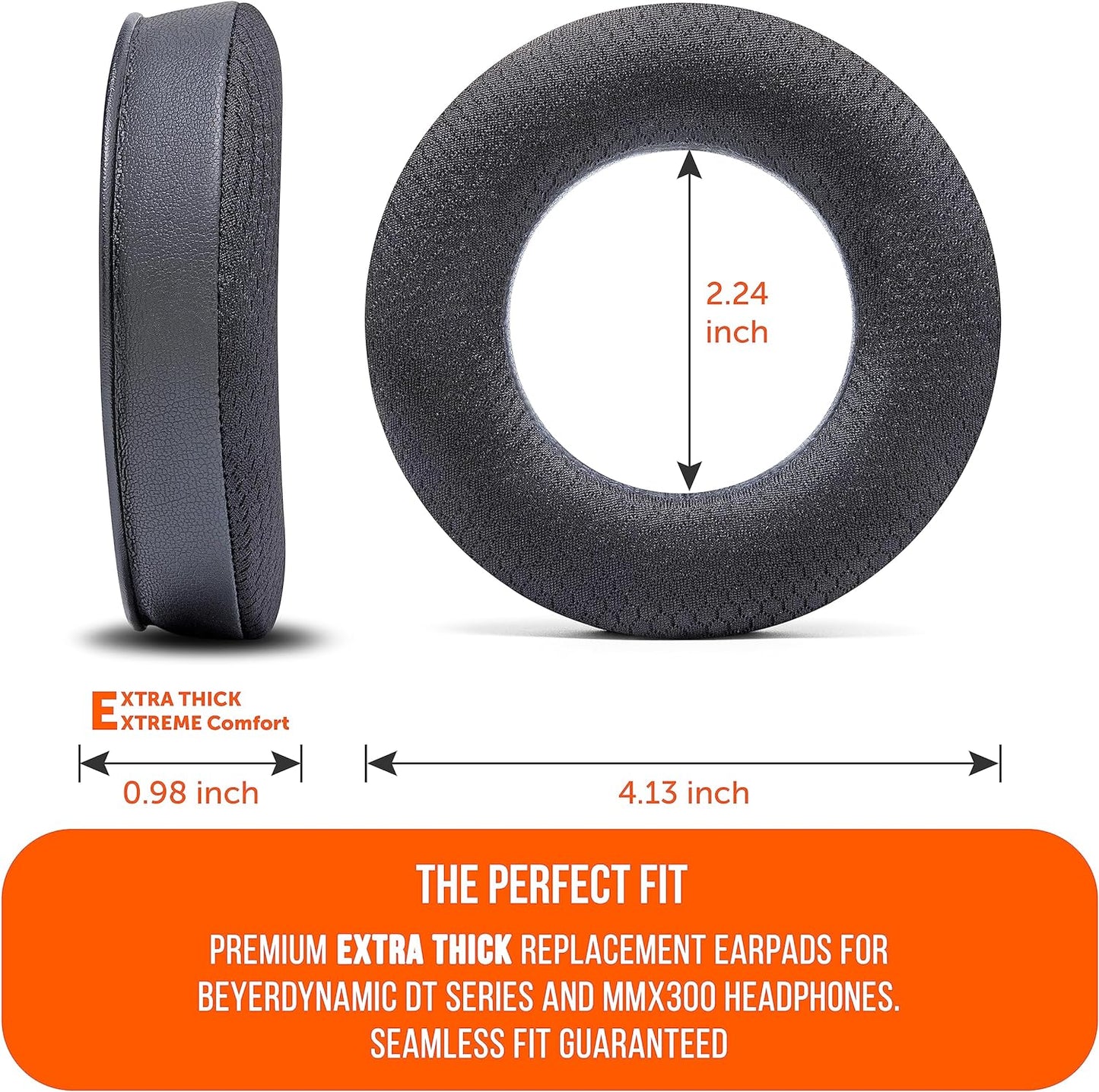 WC Freeze DT770 - Cooling Gel Ear Pads for Beyerdynamic DT770, DT990, DT880, MMX300, DT1770, DT1990 Headphones | Sport Fabric Exterior, Noise Isolation, Enhanced Foam, Cooler for Longer | Black