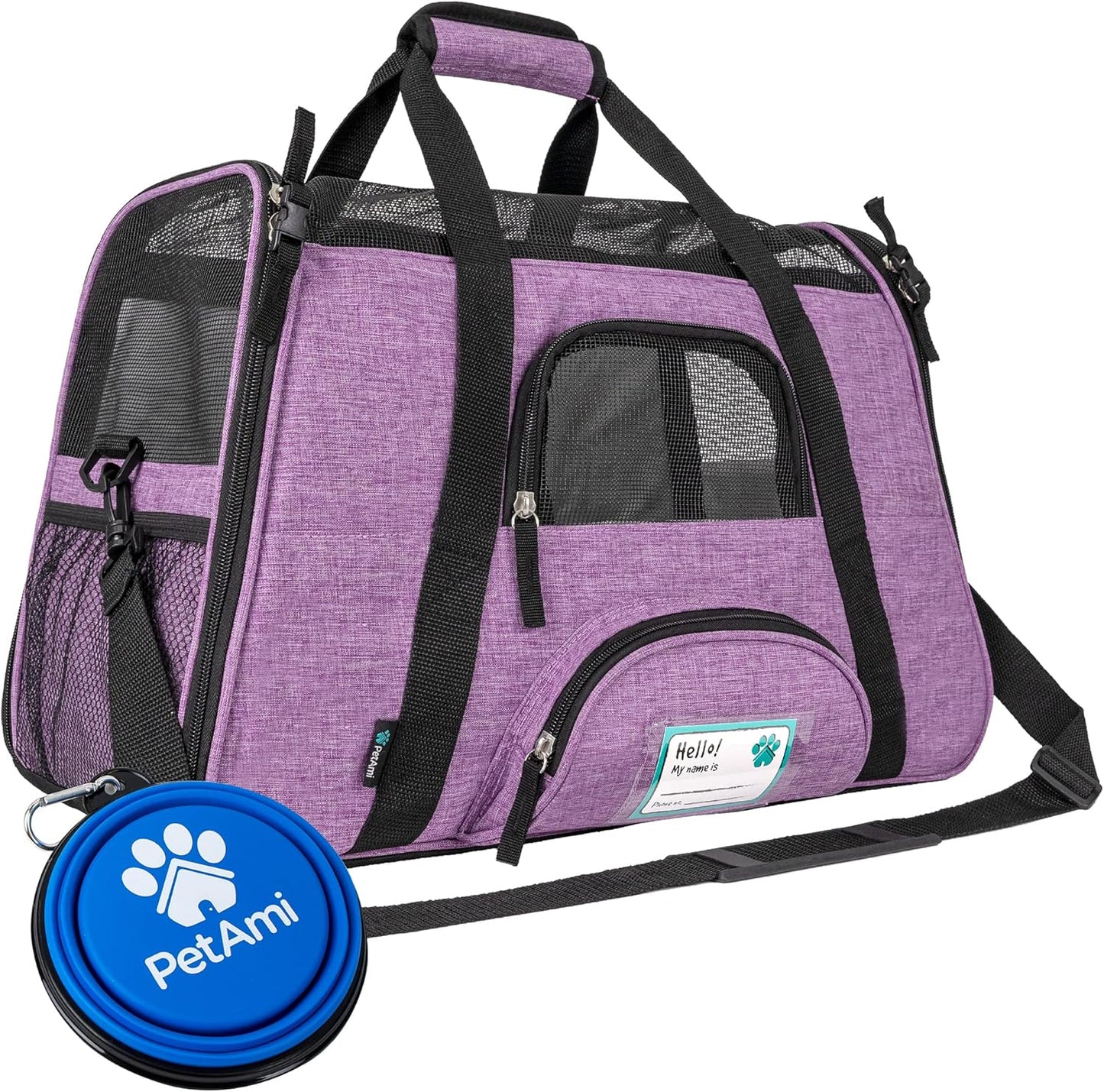 Premium Airline Approved Soft-Sided Pet Travel Carrier by PetAmi | Ventilated, Comfortable Design with Safety Features | Perfect For Plane or Car | Ideal for Small to Medium Sized Cats, Dogs, and Pets