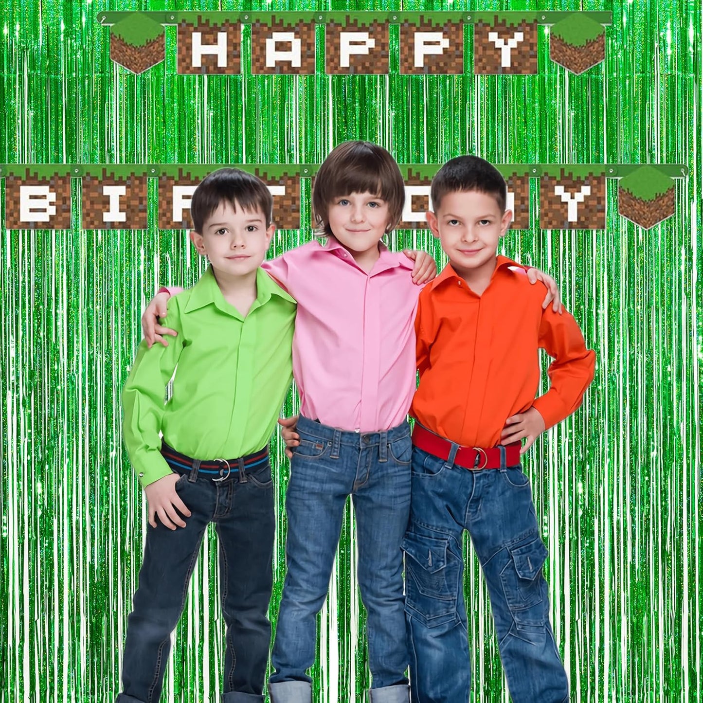 GREATRIL Iridescent Party Tinsel Fringe Backdrop Decorations - Holographic Foil Streamers Curtain for Mermaid/Under The Sea/Frozen/Ocean/Disco/Birthday Themed 3.2ft x 6.5ft - 2 PCS