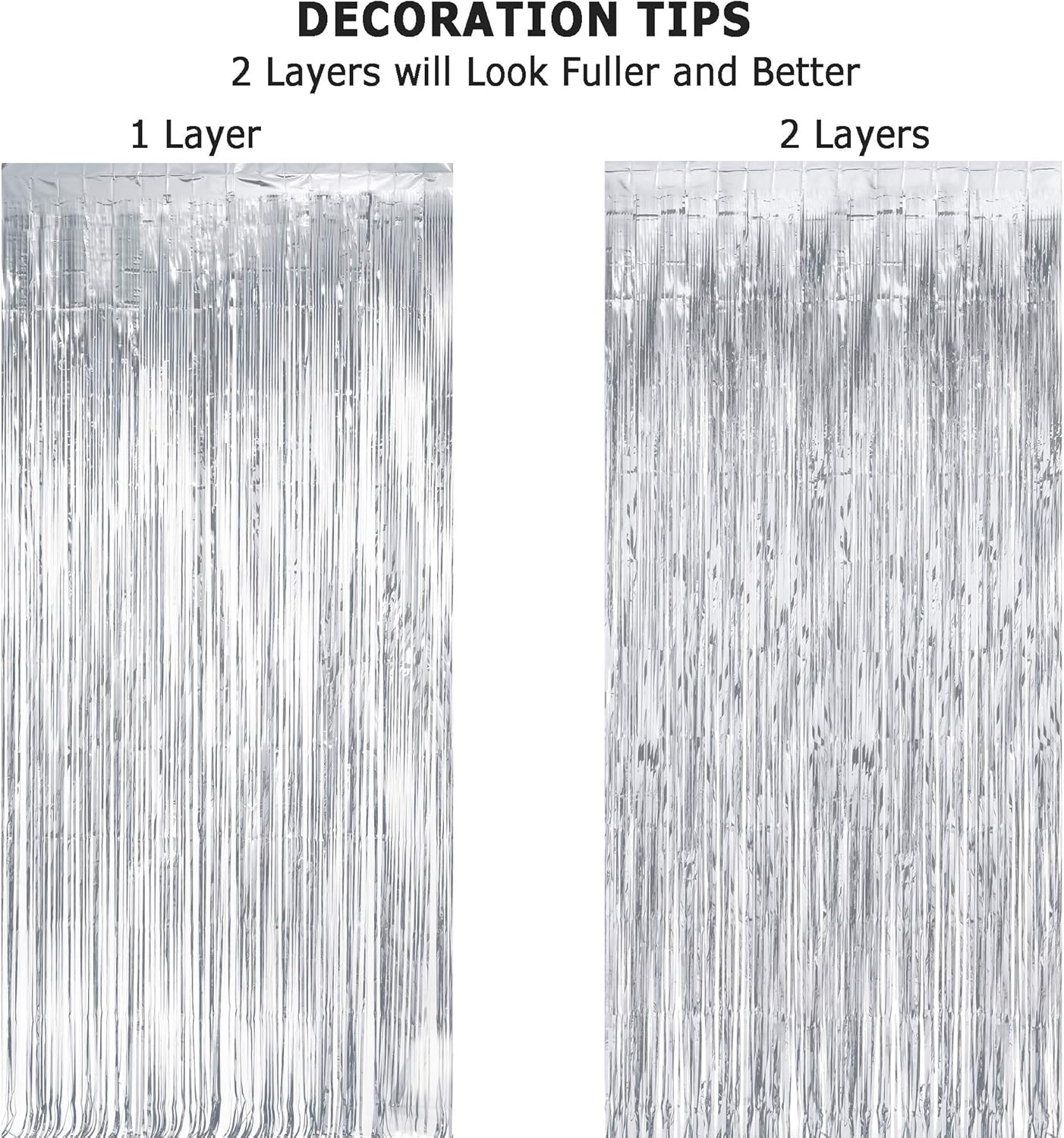 GREATRIL Iridescent Party Tinsel Fringe Backdrop Decorations - Holographic Foil Streamers Curtain for Mermaid/Under The Sea/Frozen/Ocean/Disco/Birthday Themed 3.2ft x 6.5ft - 2 PCS