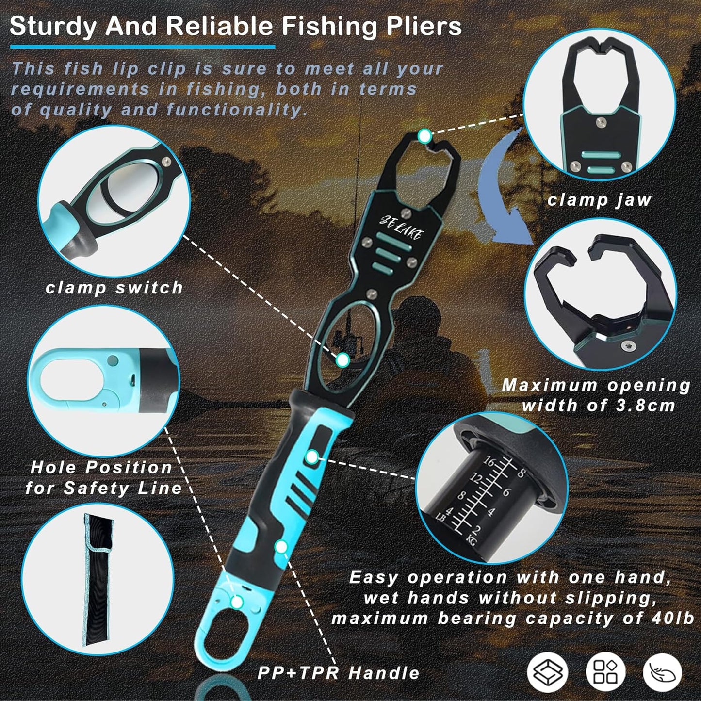 Selake 7 PCS Fishing Tool Kit - Fishing Pliers, Fish Lip Grip w/Weight Scale, Super Line Scissors, Hook Remover | All-in-One Fishing Equipment for Freshwater/Saltwater, Best Gift for Men