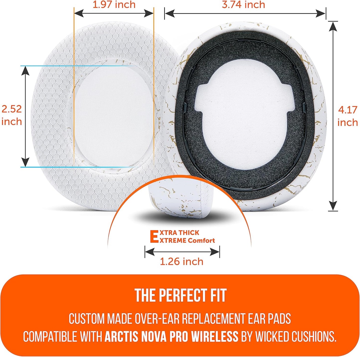 WC Freeze Nova Pro Wireless - Cooling Gel Earpads for Arctis Nova Pro Wireless ONLY (Doesn’t Fit Other Models), Made by Wicked Cushions, Improved Durability, Thickness & Sound Isolation | Black
