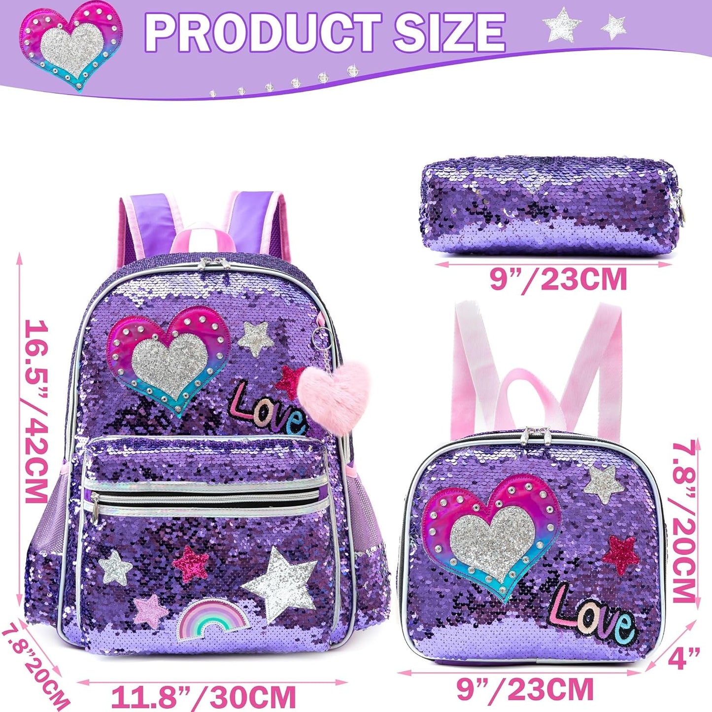 Cute Backpack for Girls School Backpacks with Lunch Box for Elementary