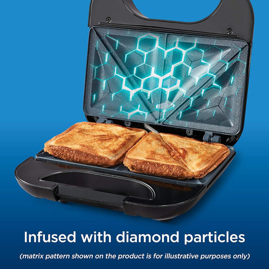 Oster DiamondForce Sandwich Maker, Stainless Steel & Black - PuriLite