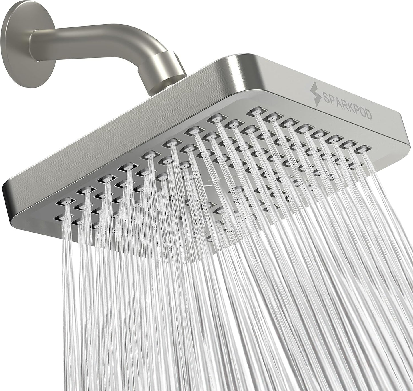 SparkPod Shower Head - High Pressure Rain - Premium Quality Luxury Design - 1-Min Install - Easy Clean Adjustable Replacement for Your Bathroom Shower Heads (Luxury Polished Chrome, 6 Inch Round)
