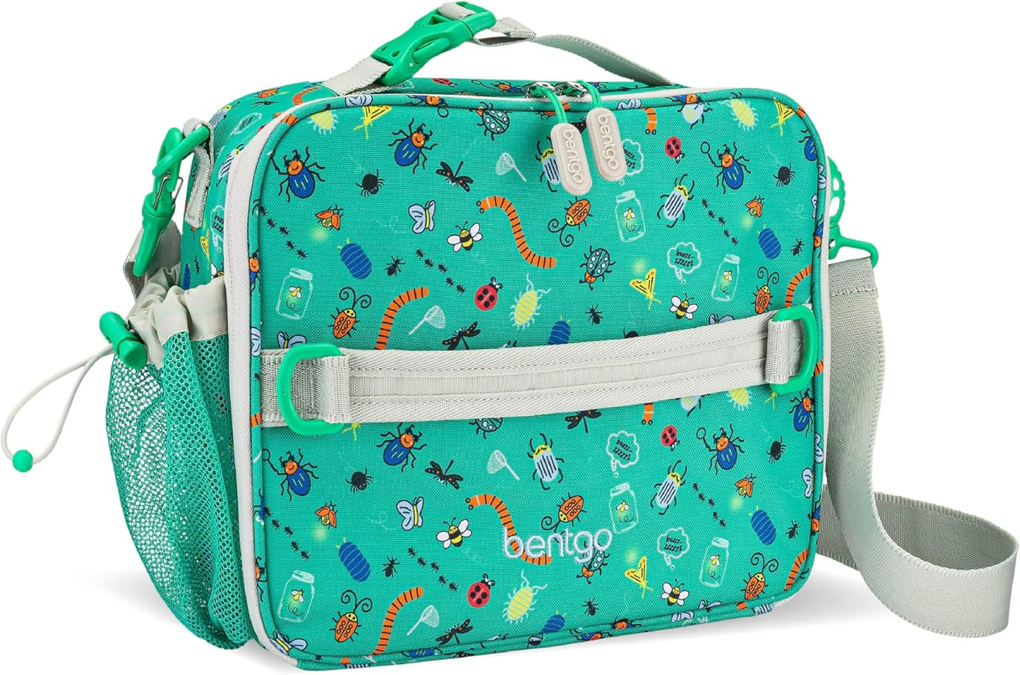 Bentgo® Kids Lunch Bag - Durable, Double Insulated, Water-Resistant Fabric, Interior & Exterior Zippered Pockets, Water Bottle Holder - Ideal for Children 3+ (Shark)