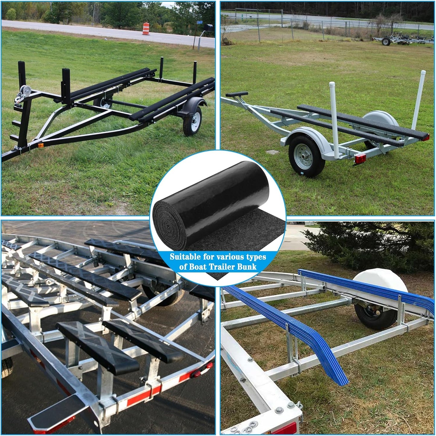 12inch x 20ft Boat Trailer Bunk Carpet - Marine Trailer Bunk Carpet - Trailer Boat Bunk Padding for Outdoor Boat Trailer Jet Ski Ramp Garage Dock