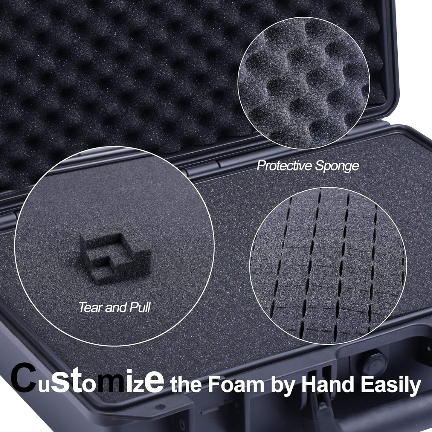 Lykus HC-3810 Waterproof Hard Case with Customizable Foam Insert, Interior Size 38x28x13.5cm, Suitable for Camera, Lens, Drone, mic, Flashlight, Telescope, Action cam, Electronics, Tools, and More