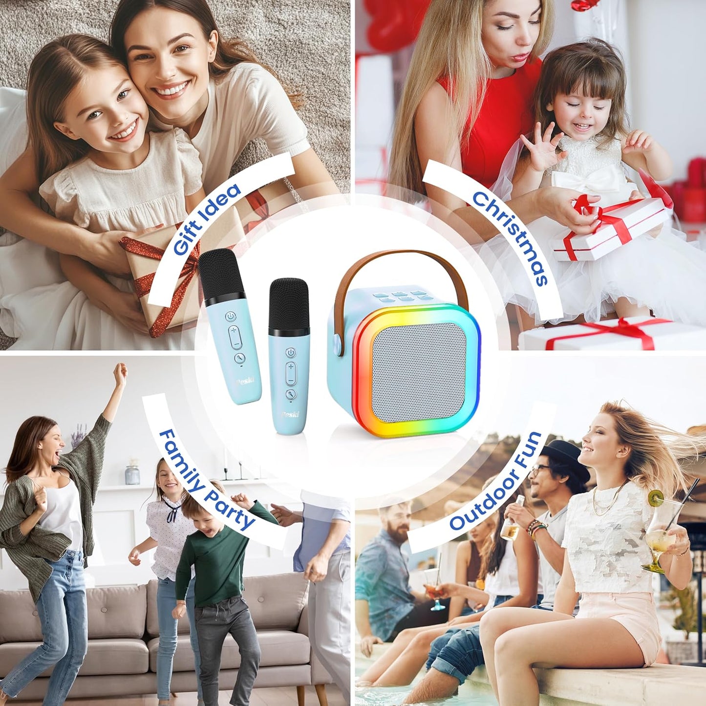 Karaoke Machine for Kids Adults, Portable Bluetooth Mini Karaoke Microphone Singing Speaker Karaoke Player with 2 Wireless Mic Toys for All Smartphones,Birthday, Family,Home Party (Purple)