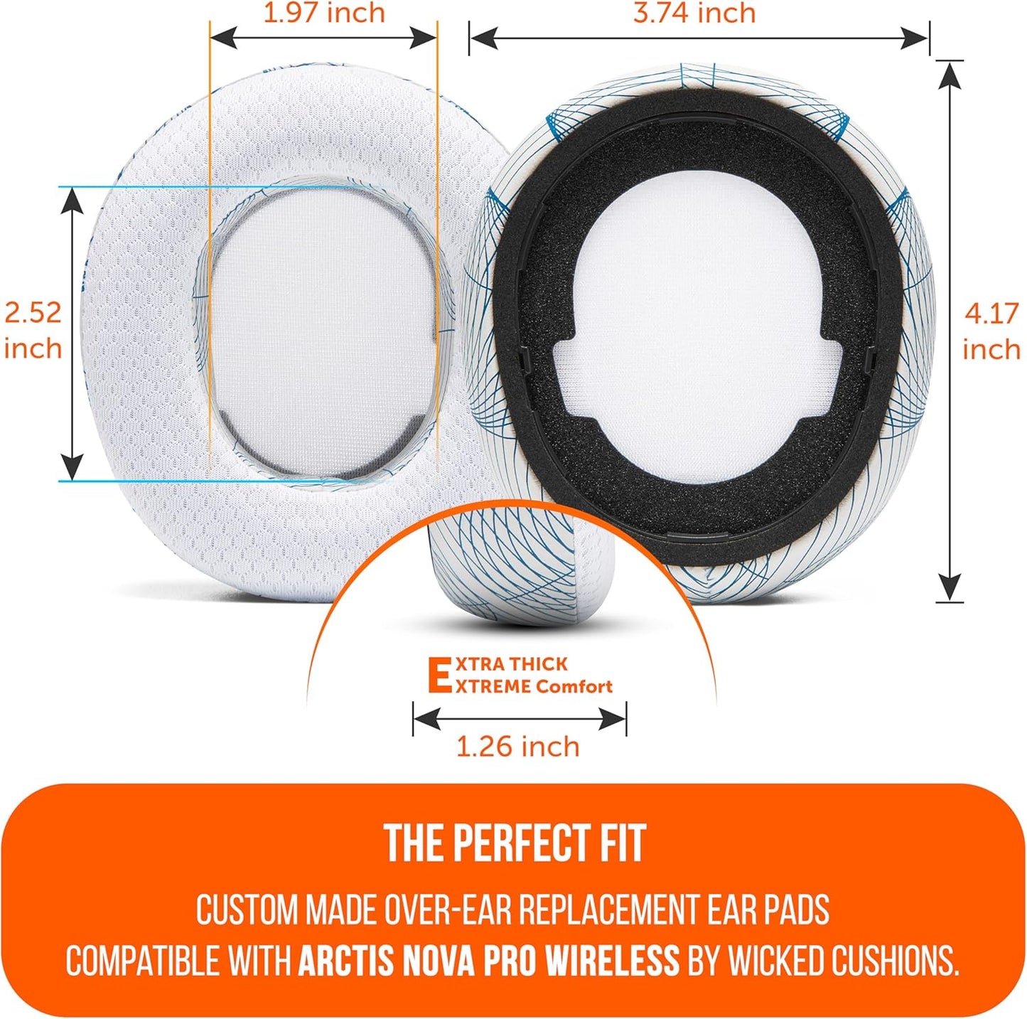WC Freeze Nova Pro Wireless - Cooling Gel Earpads for Arctis Nova Pro Wireless ONLY (Doesn’t Fit Other Models), Made by Wicked Cushions, Improved Durability, Thickness & Sound Isolation | Black