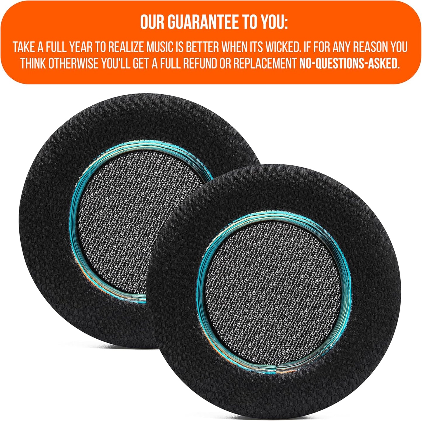 WC Freeze Virtuoso - Hybrid Fabric Cooling Gel Replacement Earpads for Corsair Virtuoso Gaming Headset, Made by Wicked Cushions, Improved Durability, Thickness and Sound Isolation |90s Black