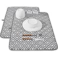 S&T INC. Absorbent, Reversible XL Microfiber Dish Drying Mat for Kitchen, 18 Inch x 24 Inch, Pewter Gray Trellis