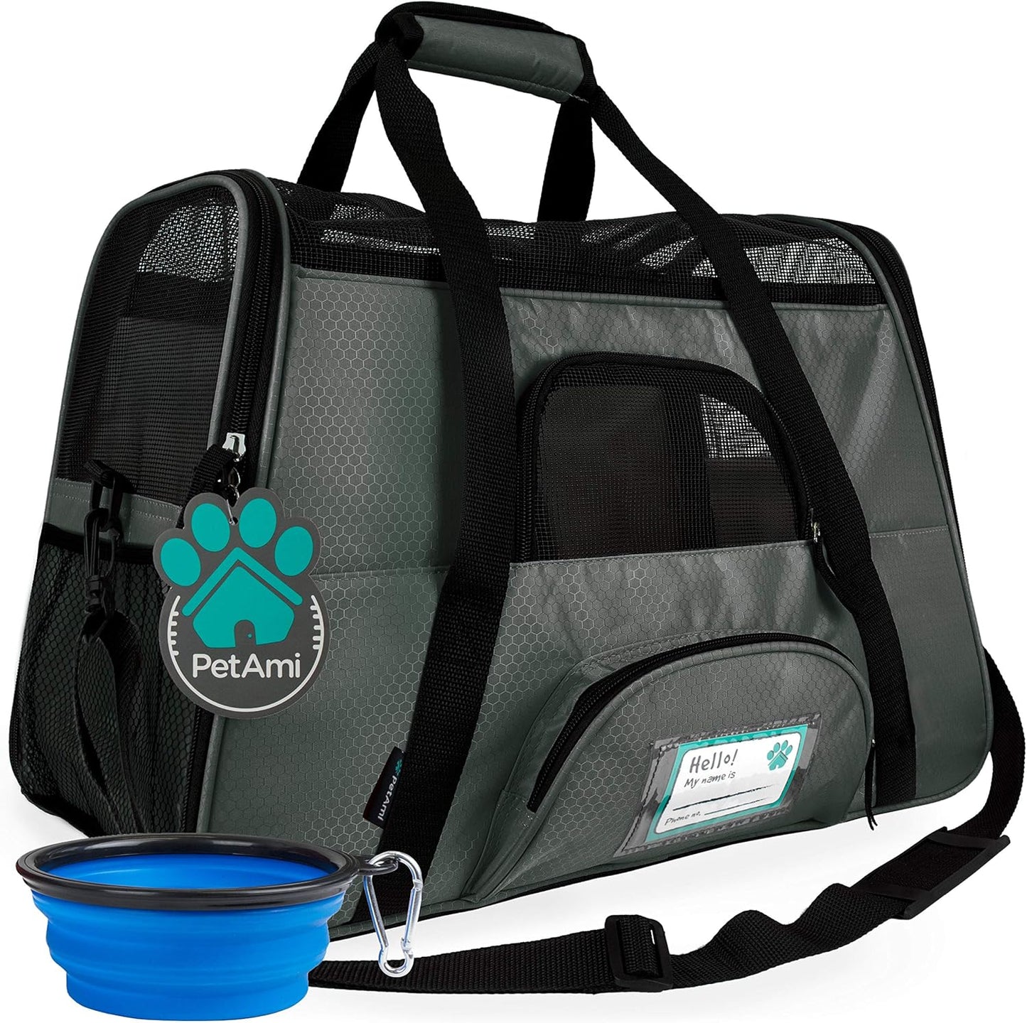 Premium Airline Approved Soft-Sided Pet Travel Carrier by PetAmi | Ventilated, Comfortable Design with Safety Features | Perfect For Plane or Car | Ideal for Small to Medium Sized Cats, Dogs, and Pets