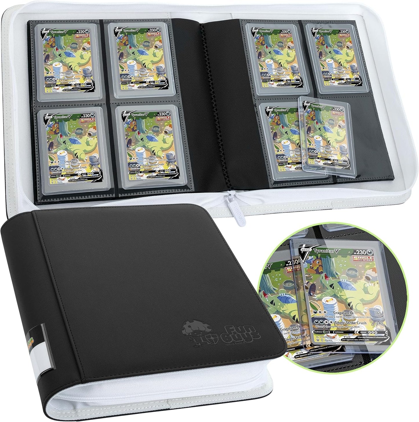 FunGuys Toploader Binder, Trading Card Binder Storage,128 4 Pocket Top Loader Pokemon Binder, Card Collection Yugioh Cards, MTG, TCG, Folders for Trading Cards