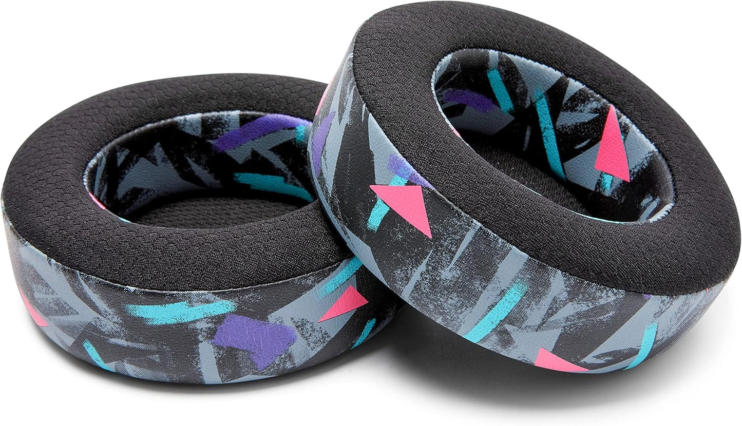 WC Freeze Virtuoso - Hybrid Fabric Cooling Gel Replacement Earpads for Corsair Virtuoso Gaming Headset, Made by Wicked Cushions, Improved Durability, Thickness and Sound Isolation |90s Black