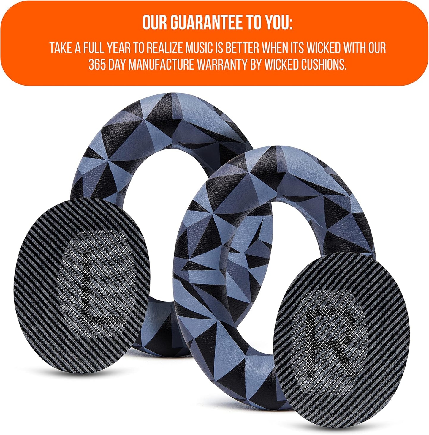 WC Wicked Cushions Upgraded Replacement Ear Pads for Bose QC35 & QC35ii (QuietComfort 35) Headphones & More - Softer Leather, Luxurious Memory Foam, Added Thickness, Extra Durability | Midnight Blue