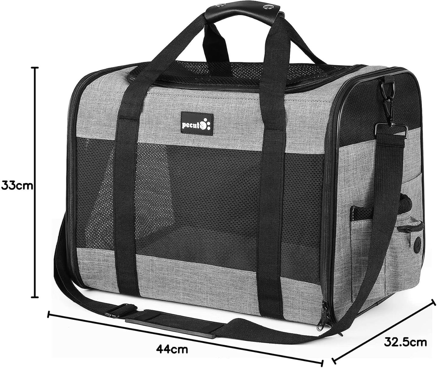 Pecute Cat Carrier Dog Carrier up to 15lbs,Pet Carrier for Cats and Puppies with Foldable Bowl, Soft-Sided Bag with Breathable Mesh, Suitable for Long and Short Trips Travel Camping Outdoor