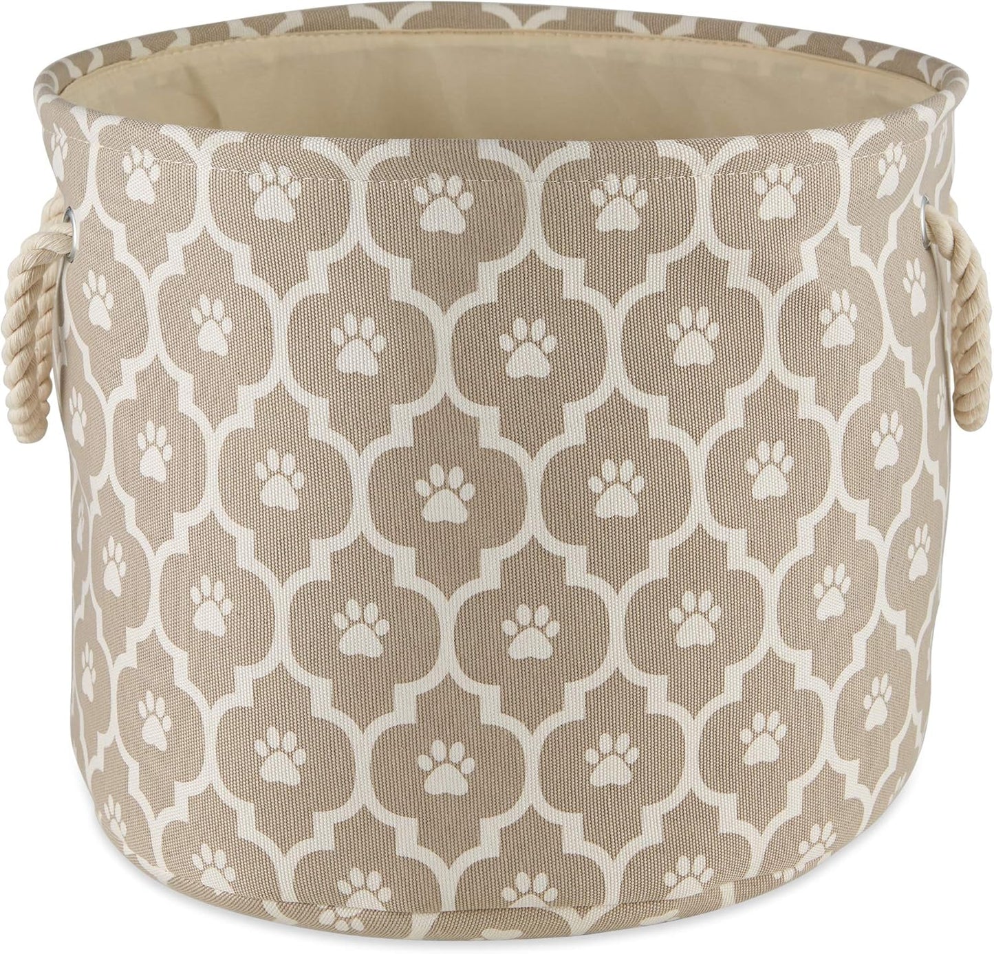 DII Bone Dry RoundSmall Pet Toy and Accessory Storage Bin, 12"(Dia) x9(H), Collapsible Organizer Storage Basket for Home Decor, Pet Toy, Blankets, Leashes and Food-Gray Stripes