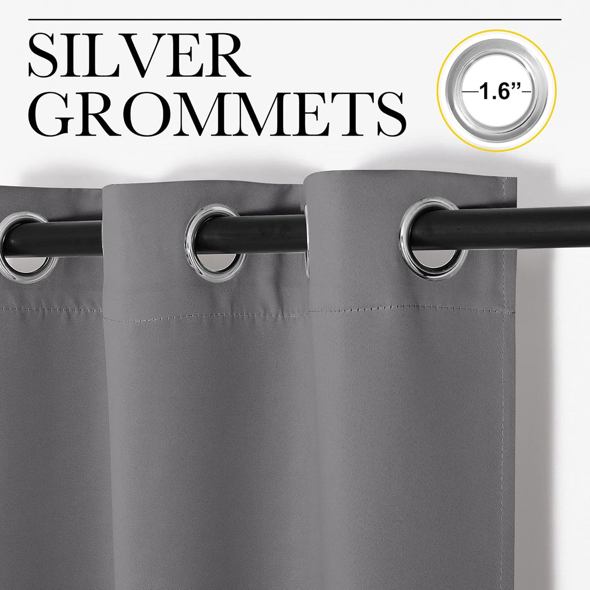 NICETOWN Blackout Curtains 2 Panels for Bedroom- Thermal Insulated Grommet Blackout Curtains 63 Inches Long for Living Room/Kitchen Rideaux occultants (2 Panels, W42 x L63 -Inch,Grey) - PuriLite