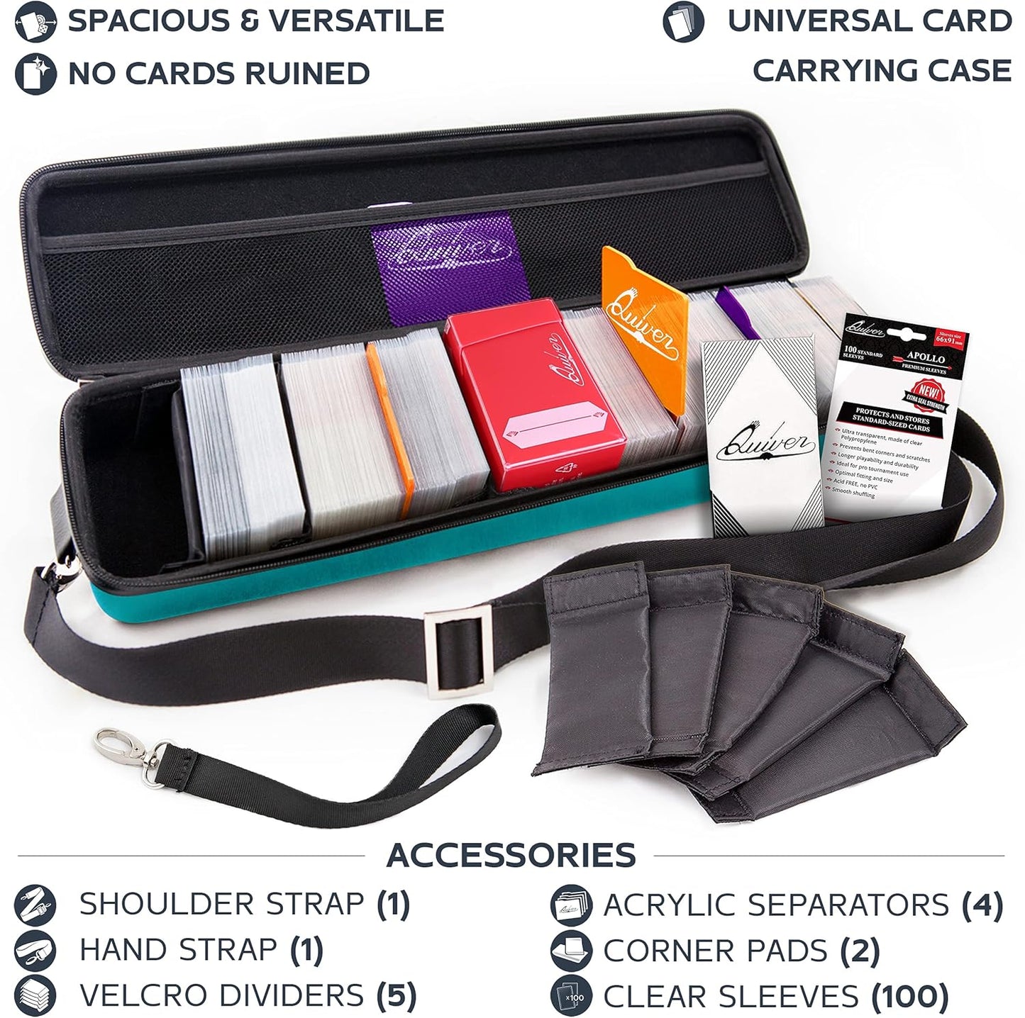 Pink Bolt Card Carrying Case - Playing Card Case Deck Box Storage, Compatible with TCG, Magic: the Gathering Commander MTG, YuGiOh & other Trading Cards (+ 100 Apollo Sleeves)