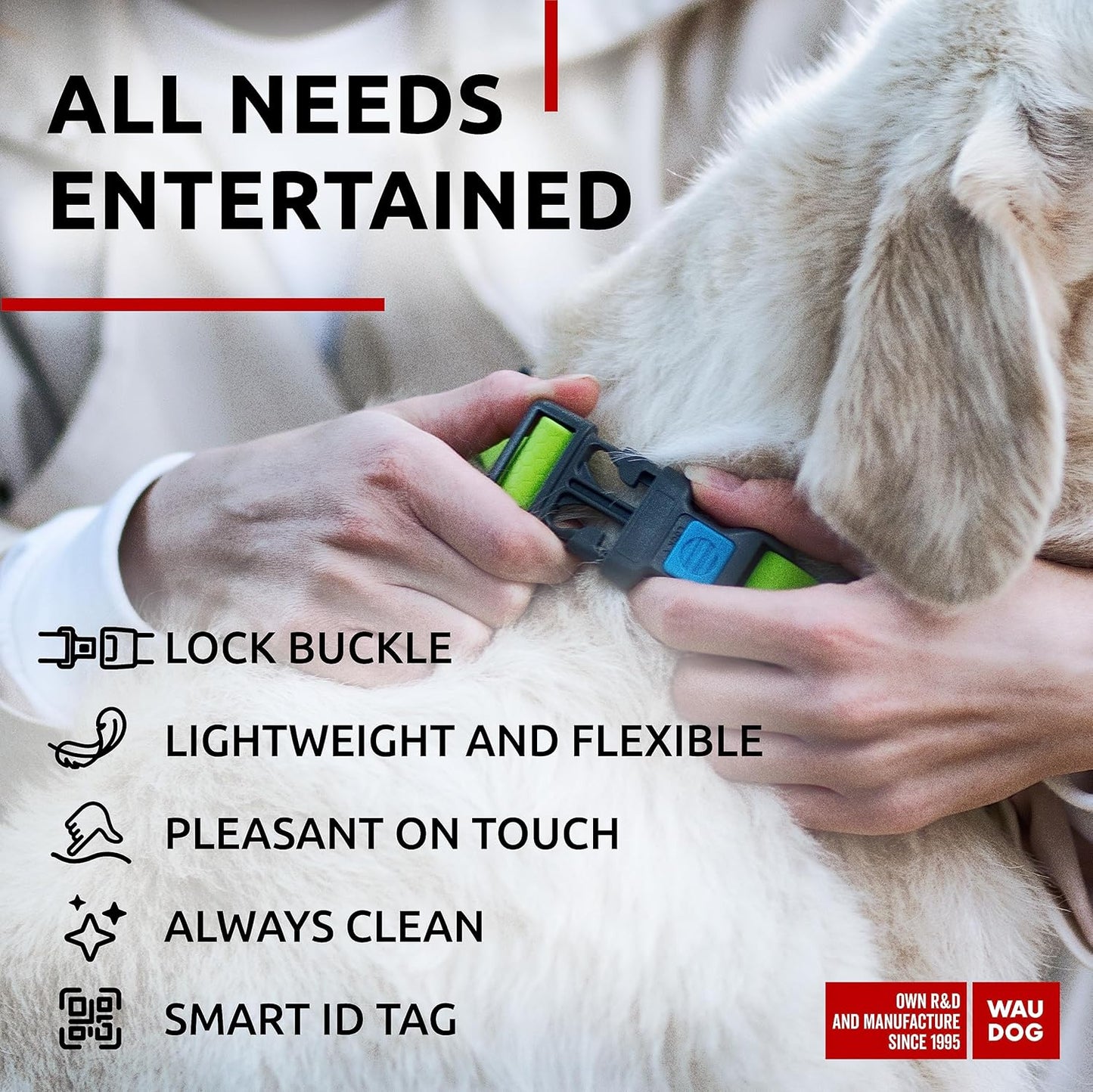 Waterproof Dog Collar - Adjustable Glow Dog Collar for Large Dogs, Small and Medium Dogs - Heavy Duty Dog Collars with Durable Metal Clasp and QR Dog Tag - Glow in The Dark Dog Collars