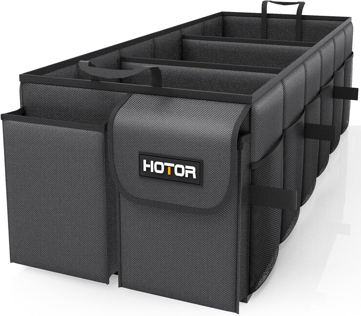 HOTOR Trunk Organizer - Car Organizer, Foldable Trunk organizer for SUVs & Sedans, Car Accessories, Tools, Sundries, 2 Compartments, Black - PuriLite