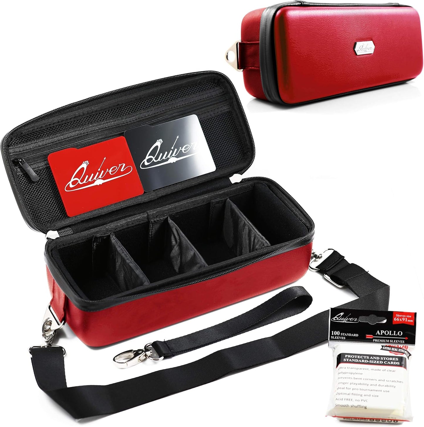 Pink Bolt Card Carrying Case - Playing Card Case Deck Box Storage, Compatible with TCG, Magic: the Gathering Commander MTG, YuGiOh & other Trading Cards (+ 100 Apollo Sleeves)
