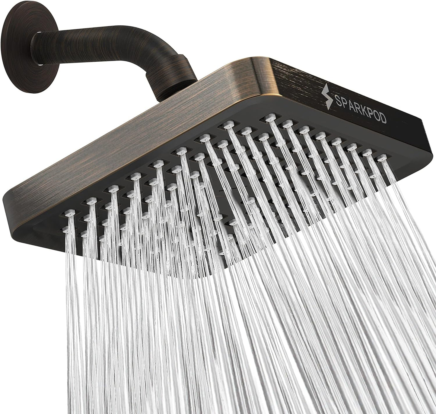 SparkPod Shower Head - High Pressure Rain - Premium Quality Luxury Design - 1-Min Install - Easy Clean Adjustable Replacement for Your Bathroom Shower Heads (Luxury Polished Chrome, 6 Inch Round)