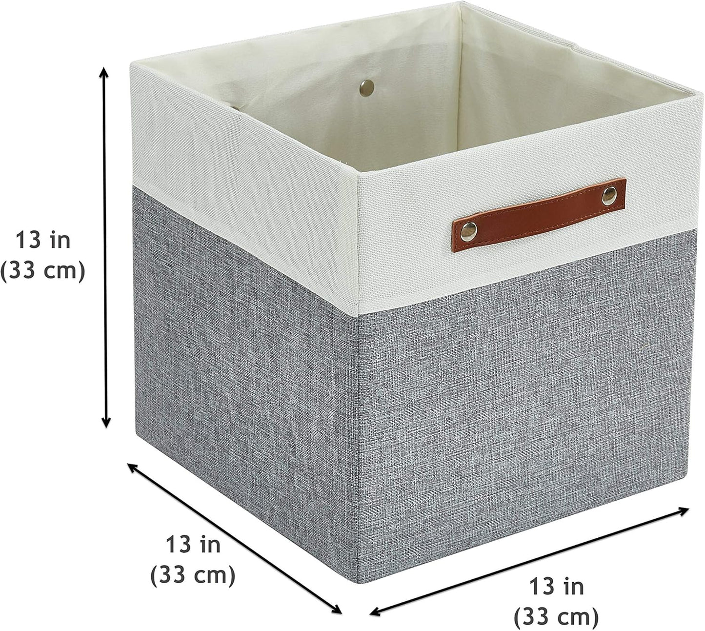 DECOMOMO Fabric Cube Storage Bin - Storage Baskets for Shelves, Kallax (Grey & White, 13 inch Cube) - 4 Pack