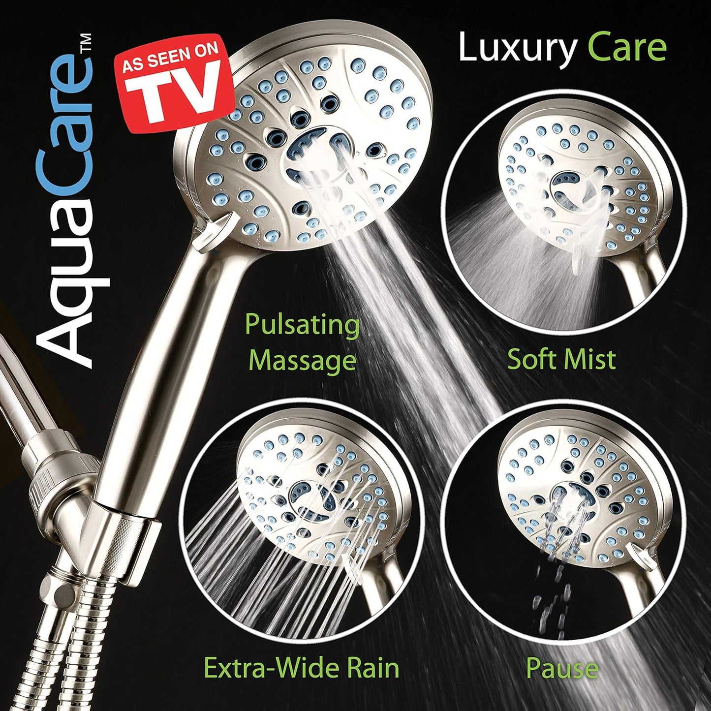 Purilite Select 8-Setting Handheld Shower Head – High Pressure, Self-Cleaning, Total Shower Hygiene System