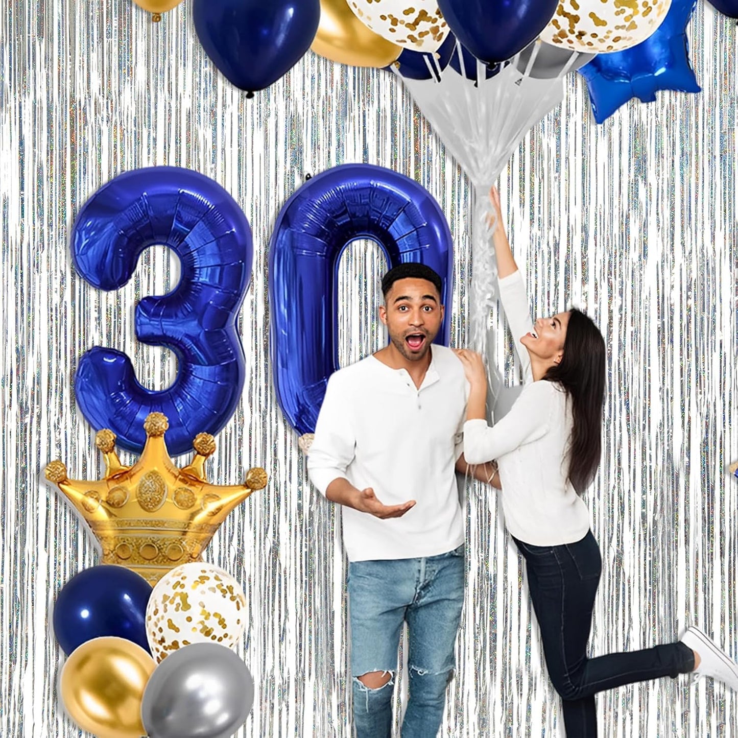GREATRIL Iridescent Party Tinsel Fringe Backdrop Decorations - Holographic Foil Streamers Curtain for Mermaid/Under The Sea/Frozen/Ocean/Disco/Birthday Themed 3.2ft x 6.5ft - 2 PCS