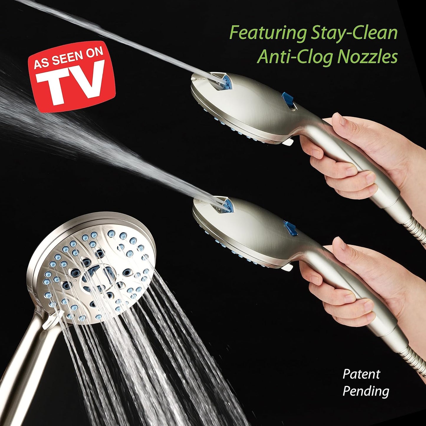 Purilite Select 8-Setting Handheld Shower Head – High Pressure, Self-Cleaning, Total Shower Hygiene System