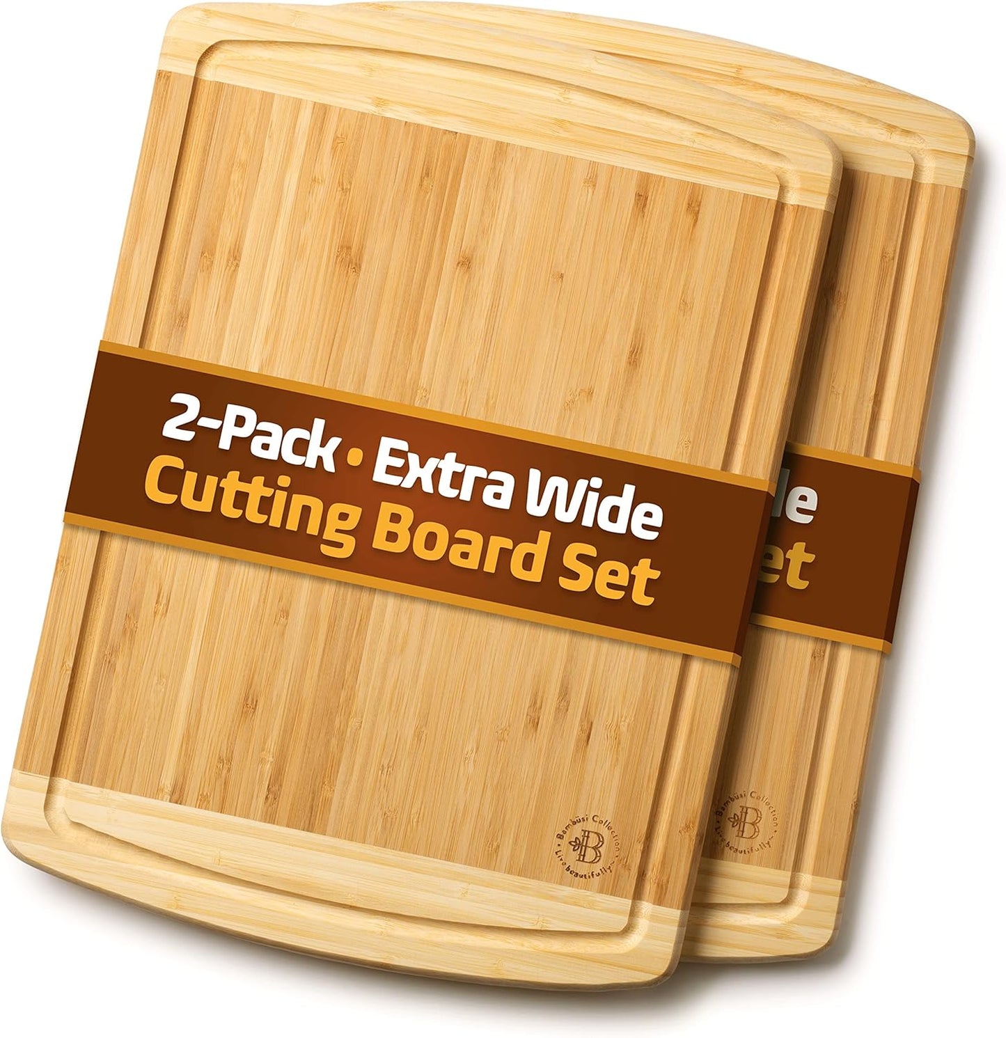Bamboo Cutting Board Set - 3 Piece Wooden Cutting Board, 3 Assorted Sizes of Bamboo Wood Cutting Boards for Kitchen - Chopping Board for Food Prep, Chopping, Carving Meat, Fruits, Vegetables