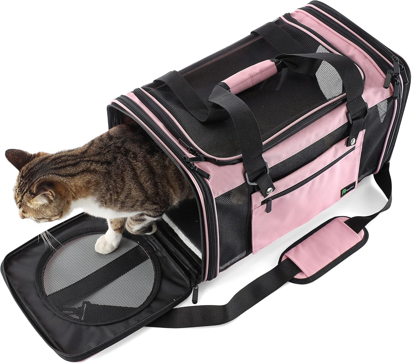 NextFri Soft Sided Carrier for Cats Dogs,TSA Airline Approved Collapsible Travel Pet Carrier (Magenta, Medium)